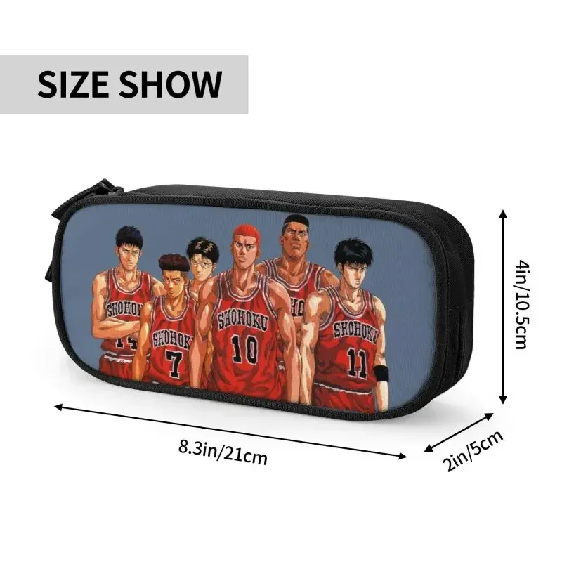 Anime SLAM DUNK Big Capacity Pencil Pen Case Stationery Bag Pouch Holder Box Organizer for Teens Girls Adults Student