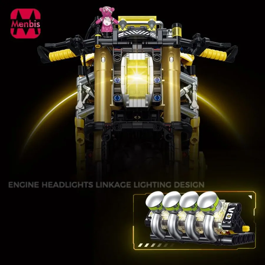 Narwhals 2500Piece Cyberpunk Style Motorcycle Building Block Kit 1:5 Scale MOC Racing Bike Building Set for Adults and Teen 16+