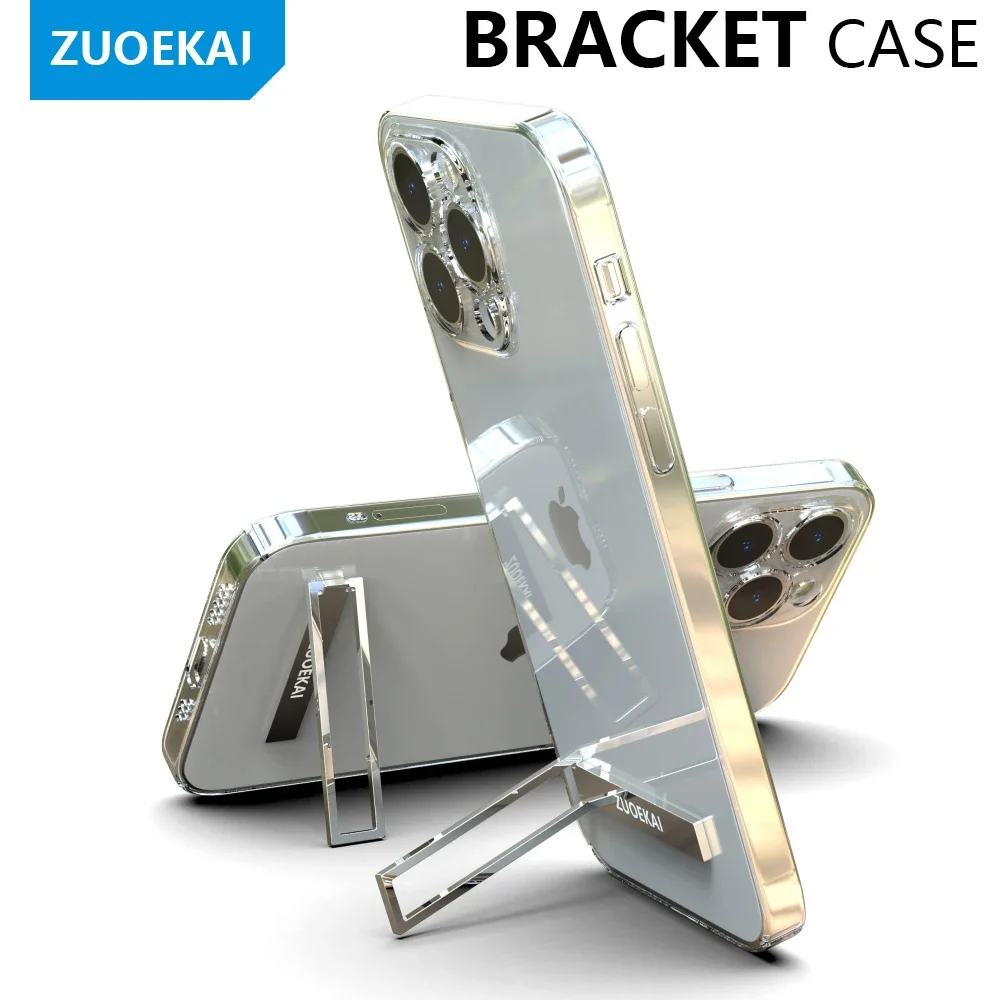 

ZUOEKAI For iPhone 15 14 13 12 11 PRO MAX Bracket Case 12 13 MINI XS XR PLUS support PC Cover stand hard Back Protective Housing