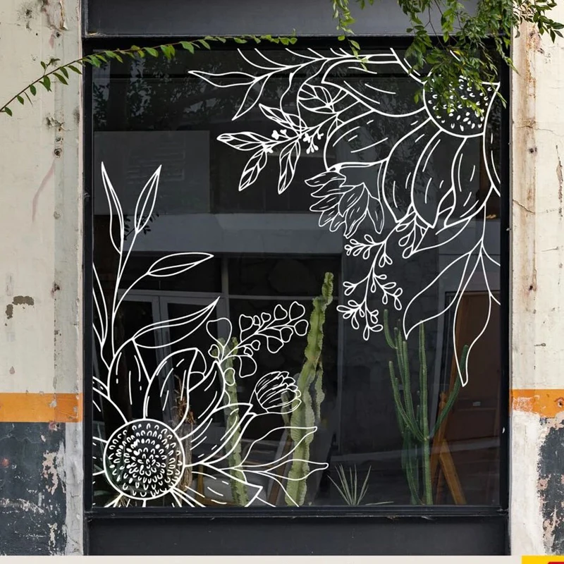 Sunflower Line Art Vinyl Decal - Elegant Wall & Window Decor, Storefront And Home Elegance - Premium Vinyl Decal E627