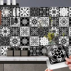 30pcs Self-Adhesive Waterproof Wall Stickers Black And White Patterns Home Decoration Wallpaper Tile Stickers Kitchen Bathroom
