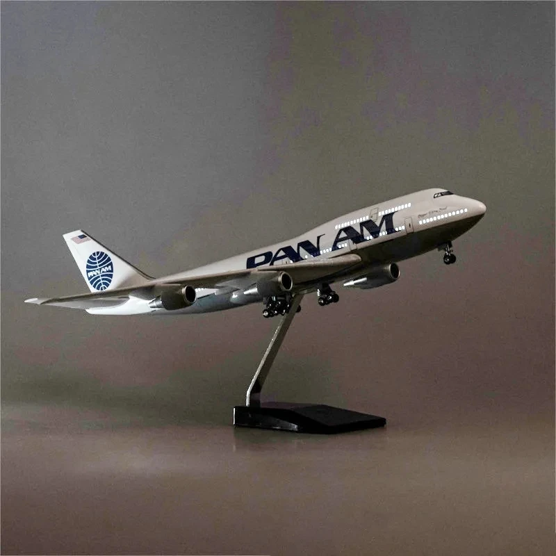 1:150 Scale 47CM PAN-Am Boeing 747 Airplane Panam Model Plane Display Diecast Airplane 747 Model Airplane with LED