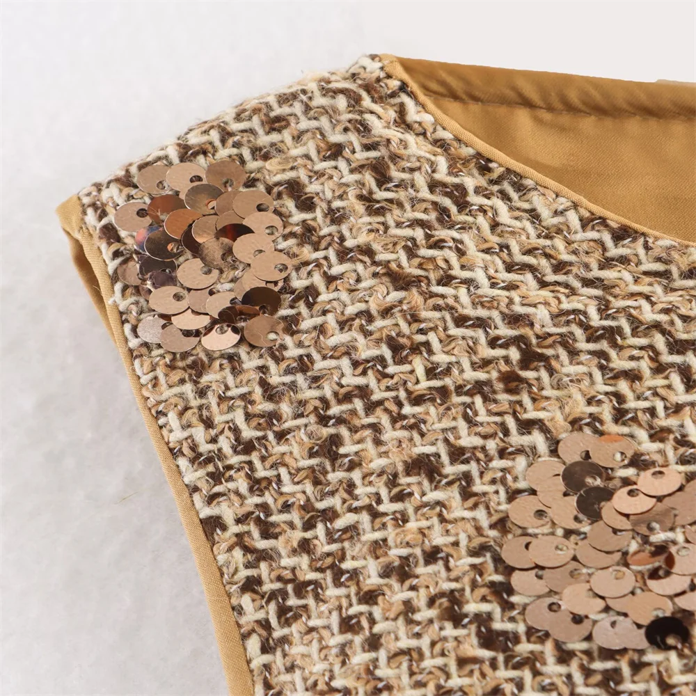 Early Autumn New Small Fragrant Style Heavy Industry Nail Diamond Lace Noble Sleeveless Tank Top Dress for Women with Waist Draw