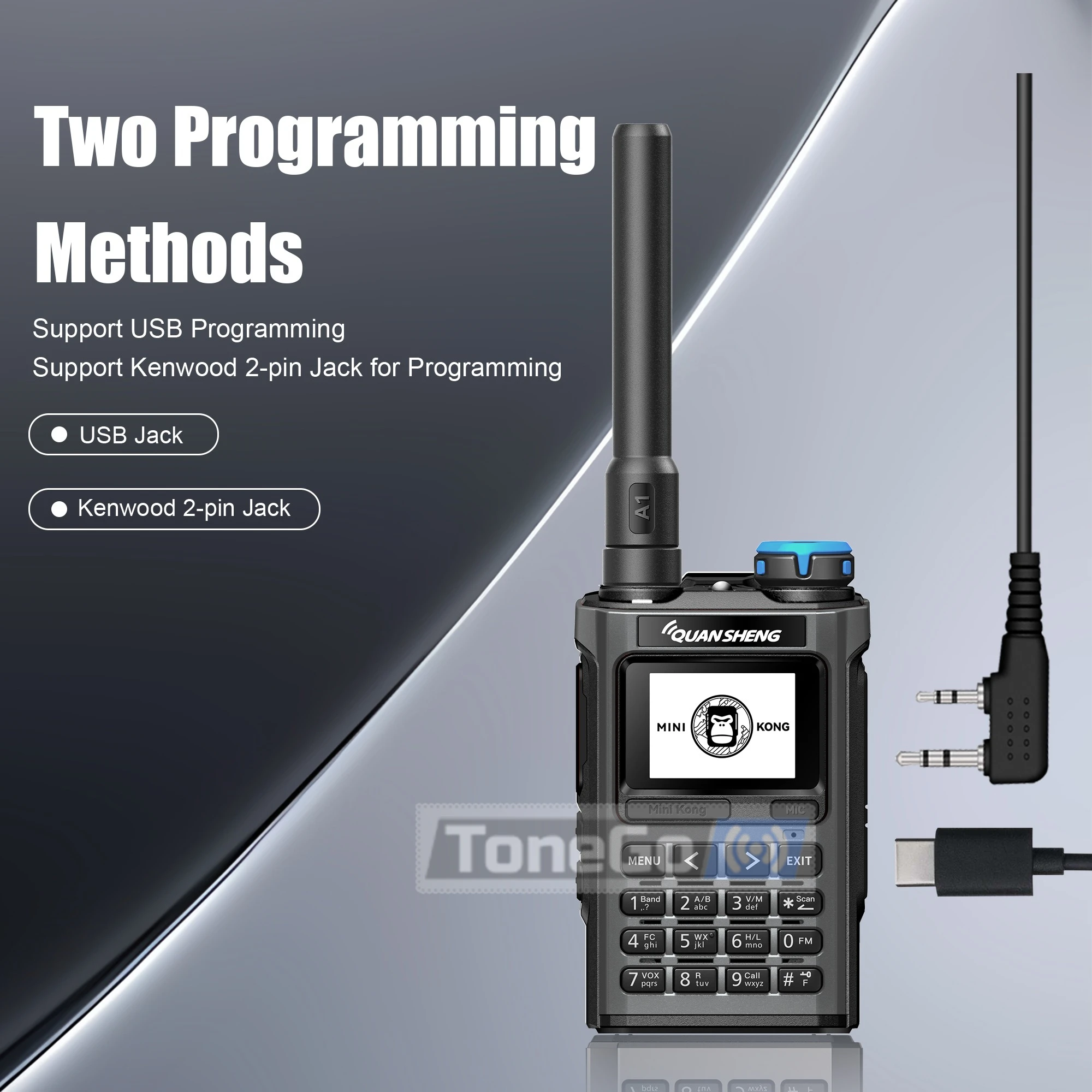 Quansheng UV-K1 Mini Walkie Talkie 2MB Flash Type-C Charging Programming AM/FM 50-600MHz Multi-Band Long Range Two Way Radio