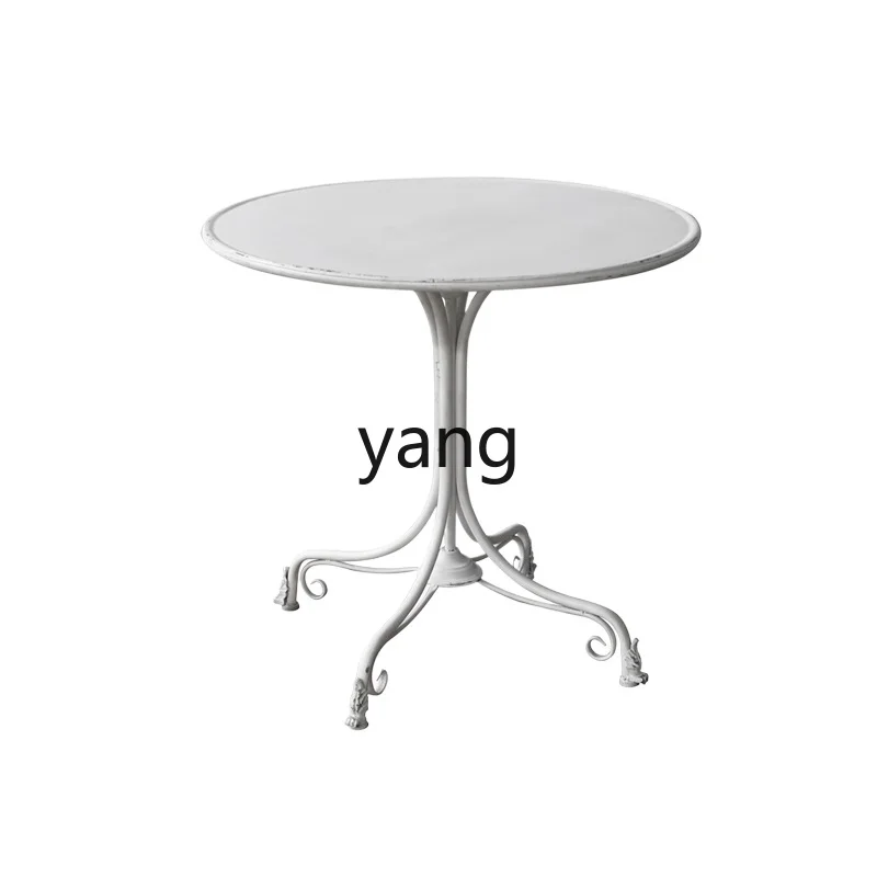 Yjq Outdoor Courtyard Balcony Leisure a Table and Two Chairs Swing Terrace Chair Garden Iron round Table