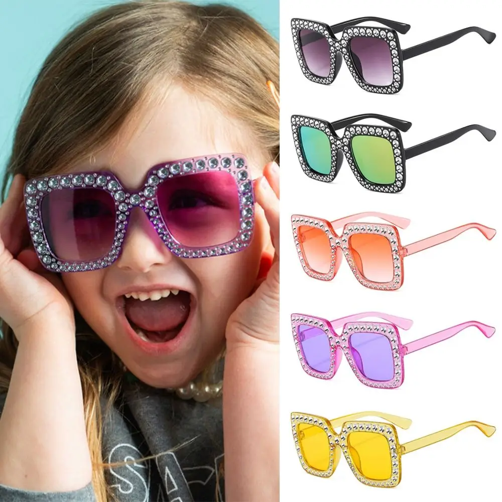 

Crystal Children Sunglasses Kids Rhinestone Square Diamond Sun Glasses Retro Sparkling Glasses for Girls