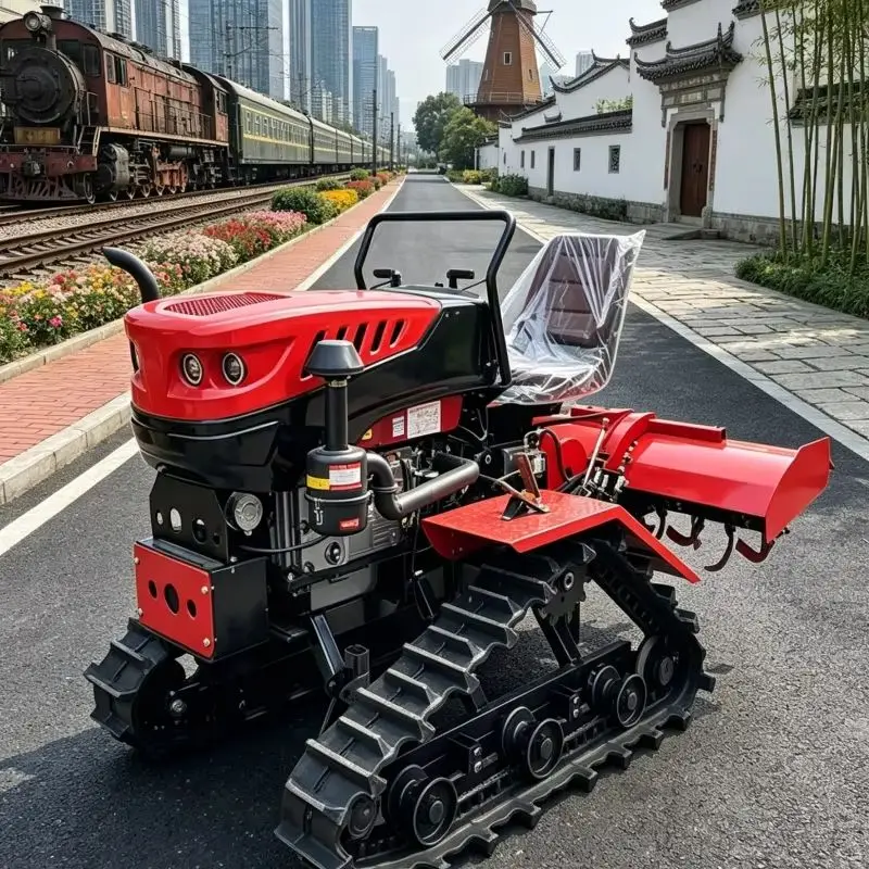 

Customized 2026 Hot-selling Ride-on Crawler Rotary Tiller, High Horsepower Farm Ploughing Equipment