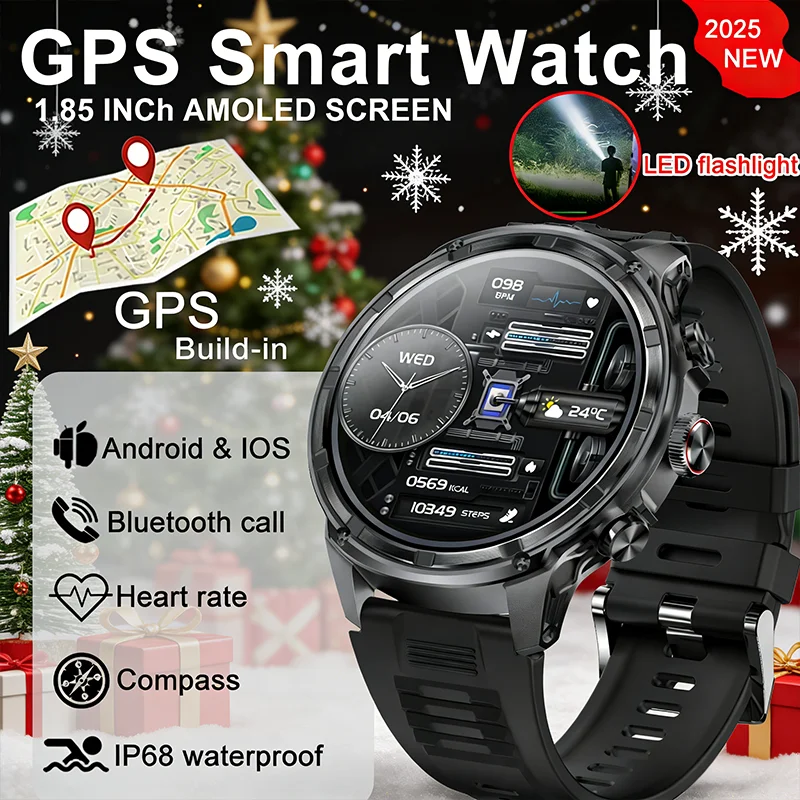 

2025 T-ERX New 1.85" Ultra HD Smartwatch GPS Track LED flashlight Bluetooth Call 710 Mah Large Battery Sports Fitness Smartwatch