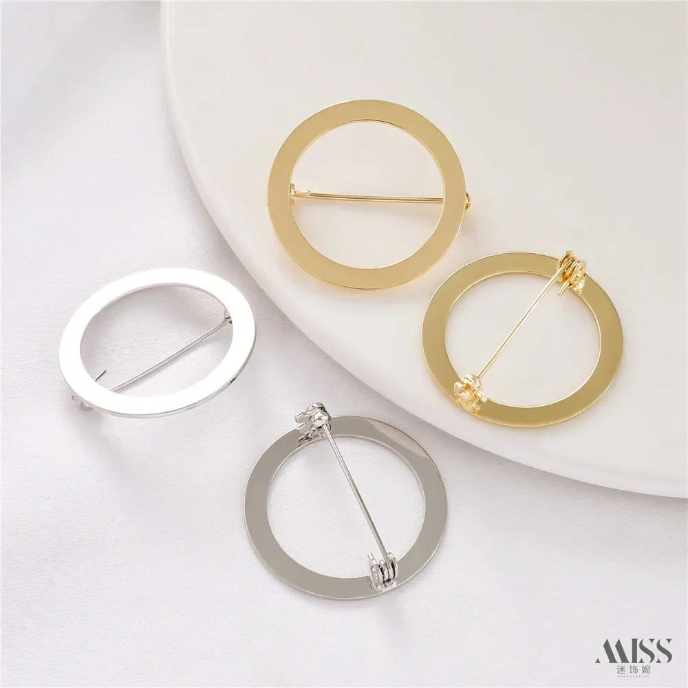 14K Gold Bag Color Retention Ring Brooch Hollow Round Pin Chest Buckle DIY Handmade Corsage Accessories Basic Material