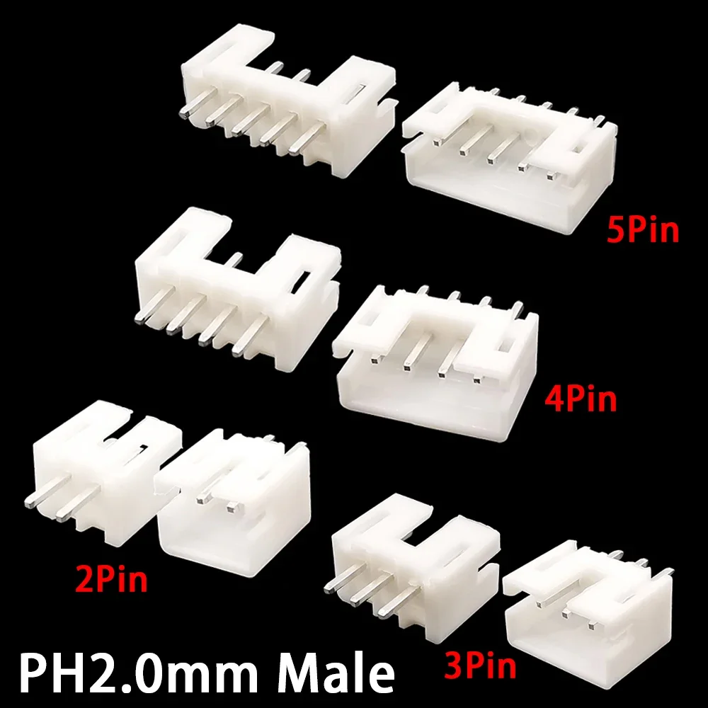 50/100PCS JST PH2.0mm Wire Connector Male Housing 2mm 2.0mm Pitch 2/3/4/5/6Pin Male Plug Plastic Shell Pin Header PCB Terminal