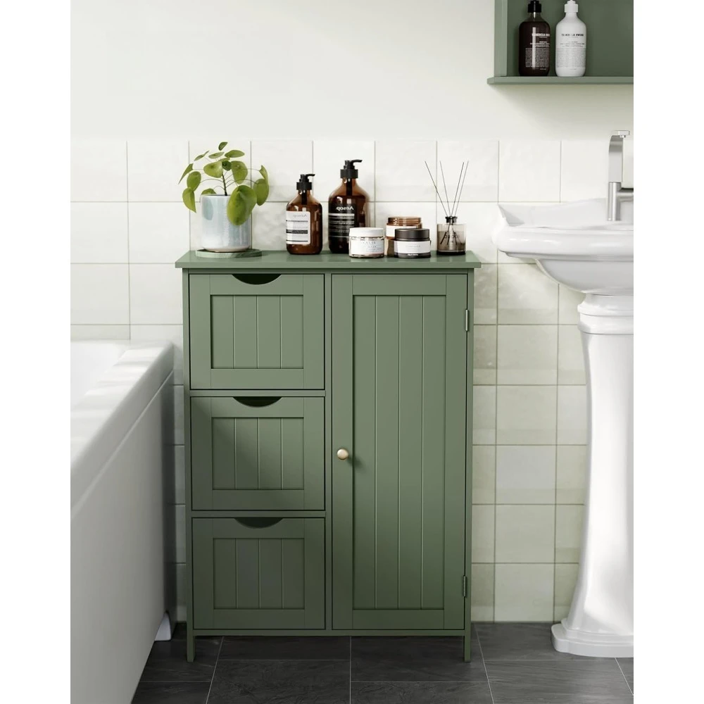 

Floor Storage Cabinet, Freestanding Storage Unit with 3 Drawers, 1 Adjustable Shelf, Customized