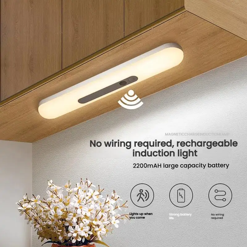 2 Pack Smart Sensor Night Light Rechargeable LED Strip Light Magnetic Suction Body Sensor Light Bedroom Eye Protection Lamp