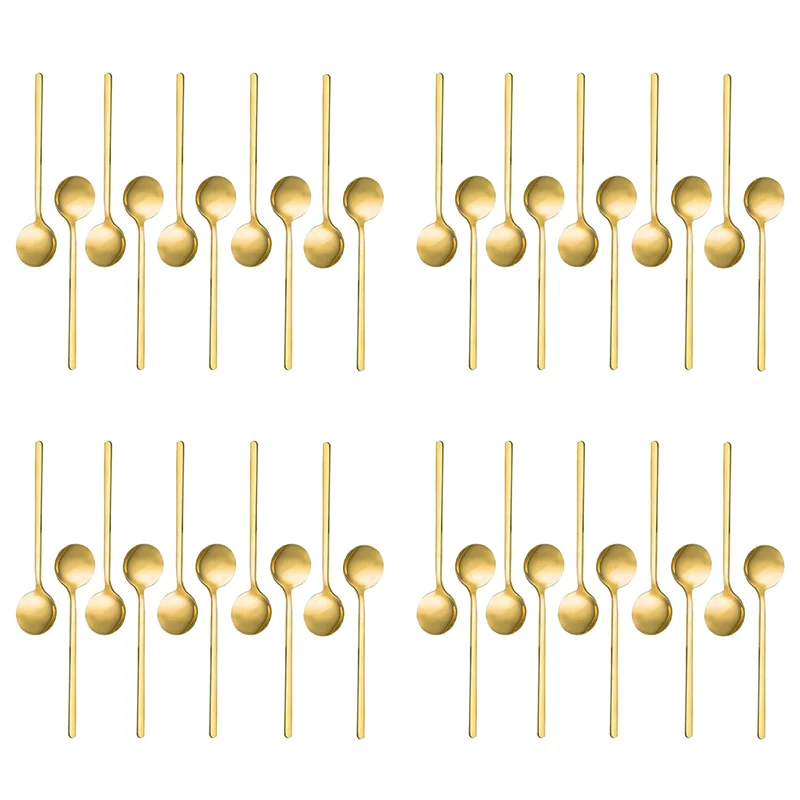 ABFI Stainless Steel 40 Pcs Espresso Spoons Teaspoons For Coffee Sugar Dessert Cake Ice Cream Soup Antipasto (Gold)