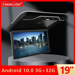 Monitor Multimedia para reproducción de vídeo de coche, pantalla de montaje en techo de TV de 19 pulgadas, 8K, Android 10,0, 3 + 32GB, 1080P, FM/WIFI/HDMI/Mirror Link