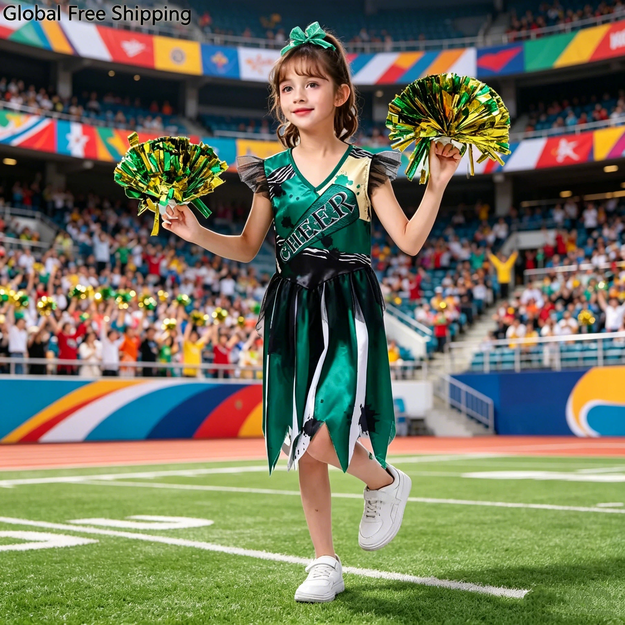 

Halloween Infantil Cheerleading Role Play Costumes Chicas Campus Sports Zombie Theme Dress Carnival Dance Costume Party Set 2026