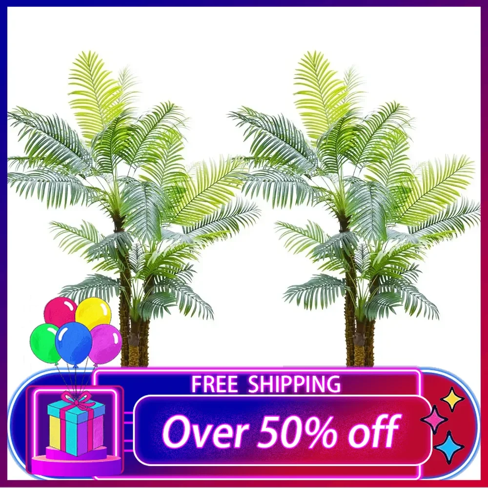 9ft Artificial Palm Tree for Outdoors Triple Tropical Phoenix Palm UV Resistant Fake Palm Plants Large Plants,Perfect Decor