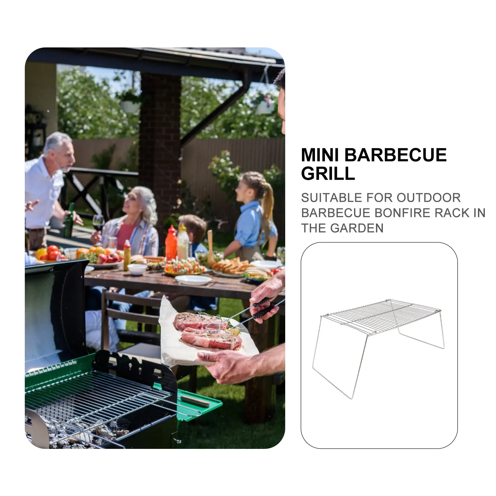 1Pcs Compact Stainless Steel Camping Barbecue Grill Ideal for Picnic Bonfire Party Outdoor Bbq Rack Sturdy Furnace End Holder