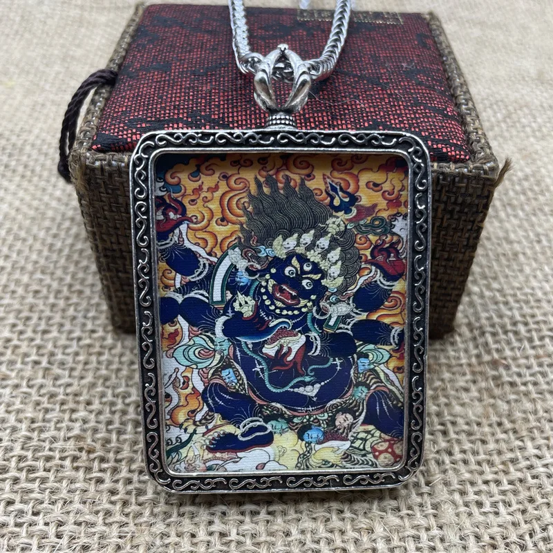 Blessing Mahakala Yamantaka Buddha Pendant For Men Jewelry Vintage Relief Eight Treasures of Buddhism Necklace Male Amulet Gift