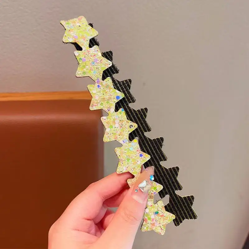 2/3/5 Stück Kinder-Pony-Sticker Stern Herz Fransen Haar-Patch Mädchen Wiederverwendbare Magische Haar-Sticker Kinder Haarstyling-Zubehör – Detail 6