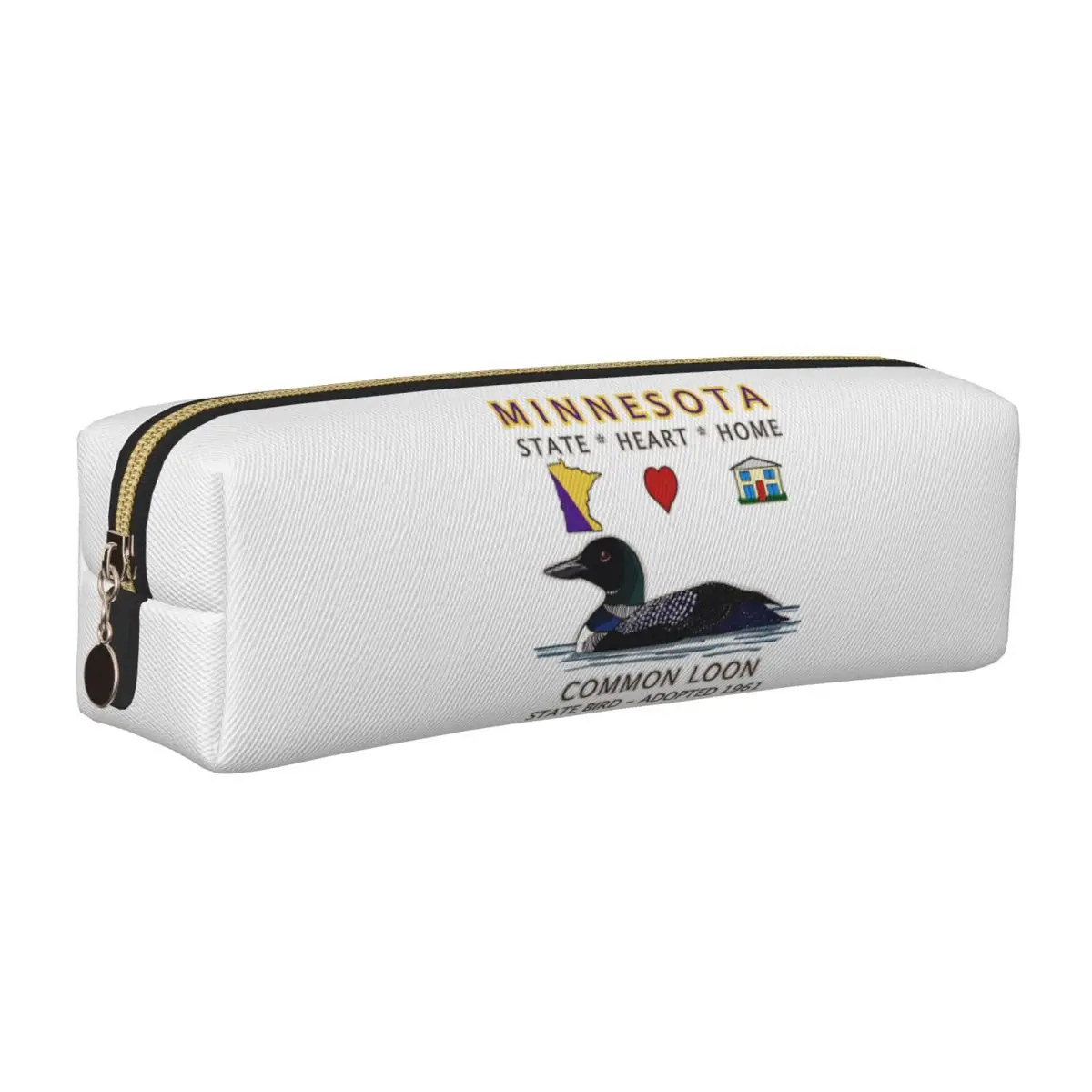 

Миннесота Common Loon State Heart домашний пенал с подогревом для ривальники, коробка для ручек, сумки для студентов, большая вместимость, школьные принадлежности, пенал