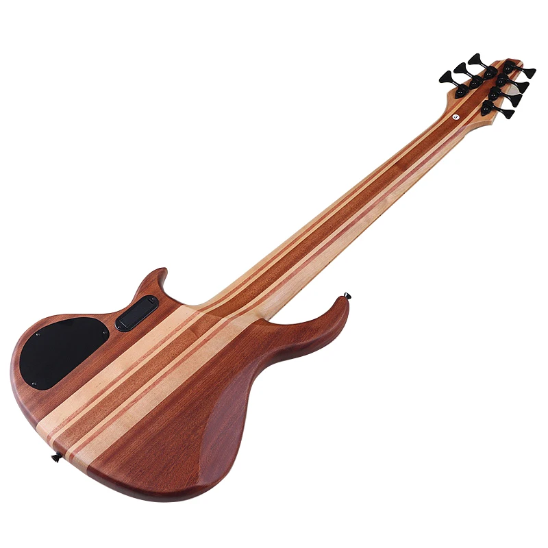 Neck Through Active 7 String Bass Guitar Black 43 Inch Electric Bass Guitar 24 Frets Solid Okoume Body with Canada Maple Neck