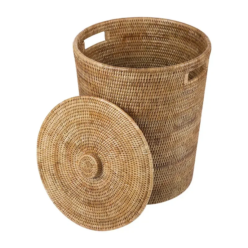 Natural Woven Rattan Storage Basket Handmade Decorative Organizer for Home Living Room Shelf Display Eco Friendly Craft Gift