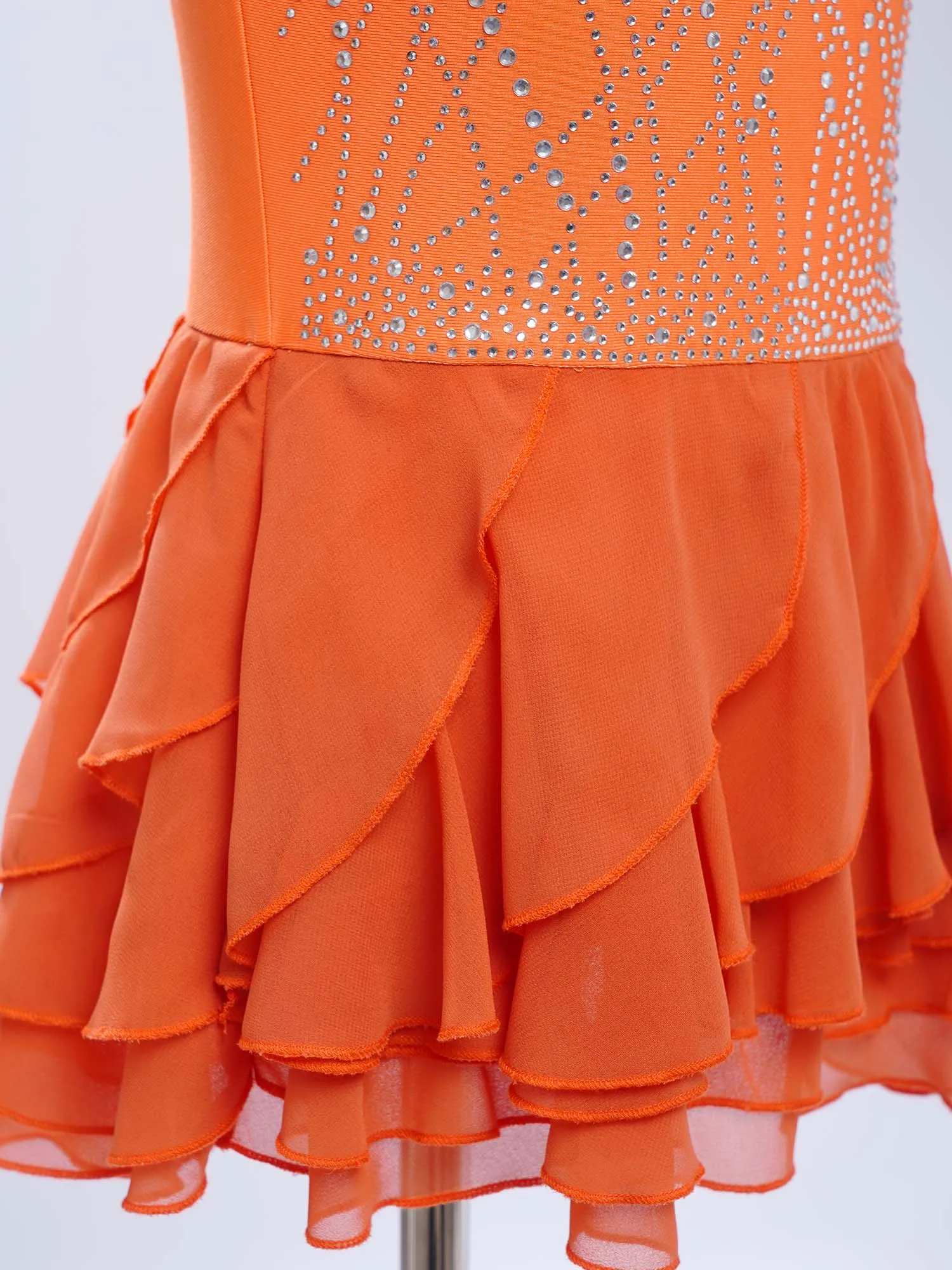 

Kids Girls Ballet Tutu Dress Figure Skating Dance Dress Sleeveless Shiny Rhinestones Mesh Tiered Ruffled Leotard Dress Dancewear