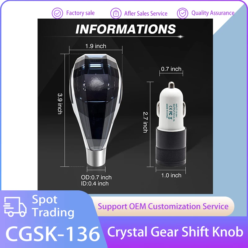 Universal Crystal Gear Shift Knob with LED Light for toyota lexus  mitsubishi mazda hyundai honda Nissan Alpha