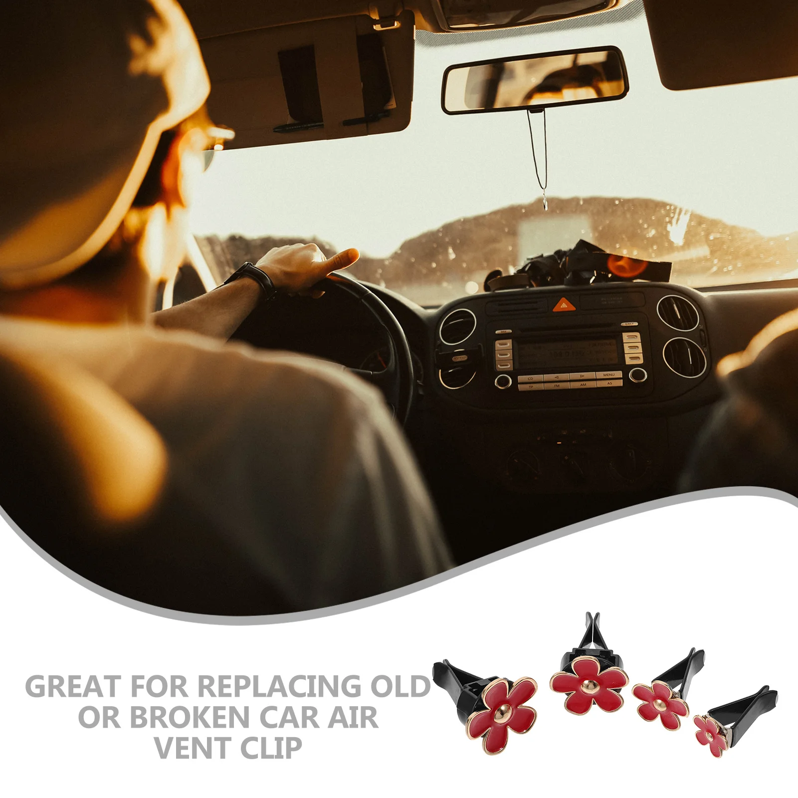 

4Pcs Car Interior Decorations Flower Design Car Air Vent Clips Clip on Auto Vent Diffuser Dashboard Decorations