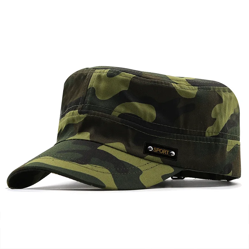 Lente zomer en herfst heren nieuwe wasbare katoenen platte top zonbestendige militaire pet