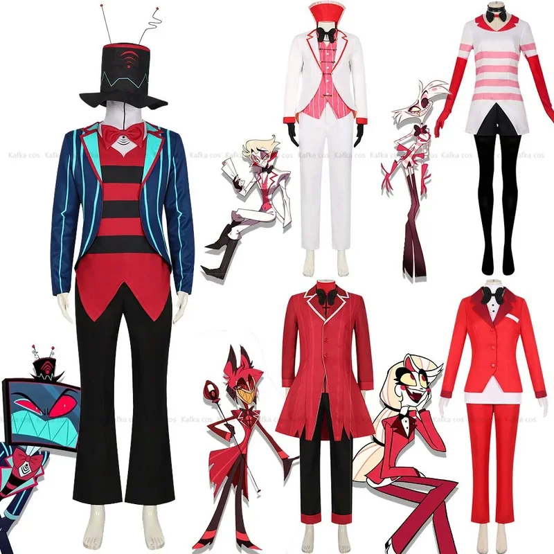 Hazbin Cos Hotel Alastor Charlie Morningstar Cosplay Costume Lucifer Vox Cosplay Costume Full Set Uniform Outfits Halloween Prop