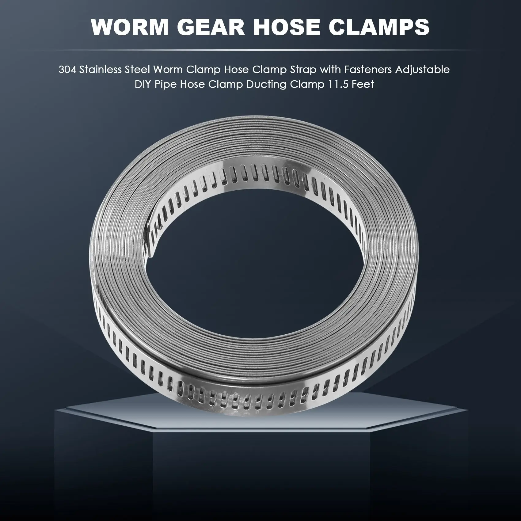 304 Stainless Steel Worm Clamp Hose Clamp Strap with Fasteners Adjustable DIY Pipe Hose Clamp Ducting Clamp 11.5 Feet GSY