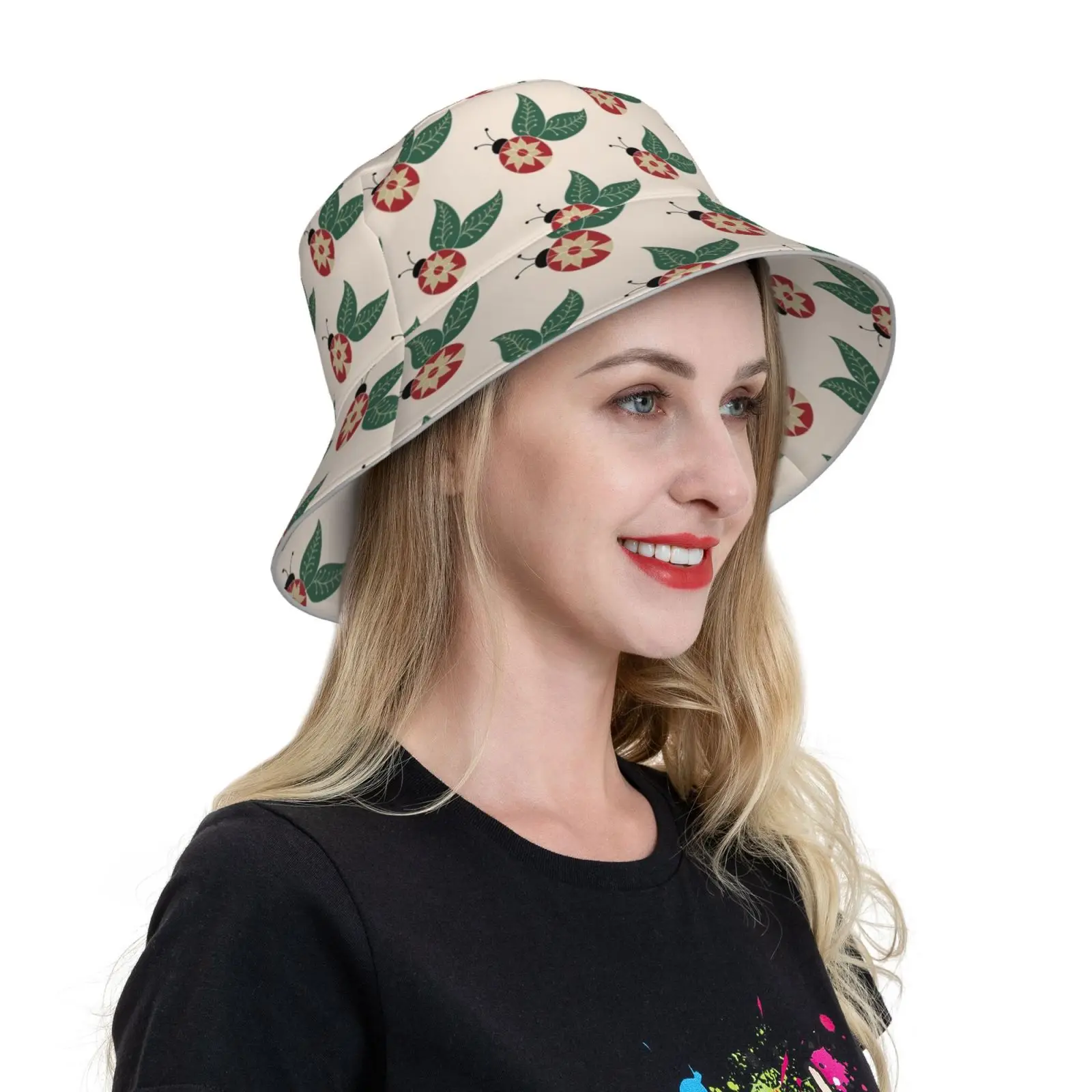 Bucket Hat Fashion Soft Personalized Pattern Gift Cap Design Leaves Surface Pattern Leaves Illustration Art Pattern