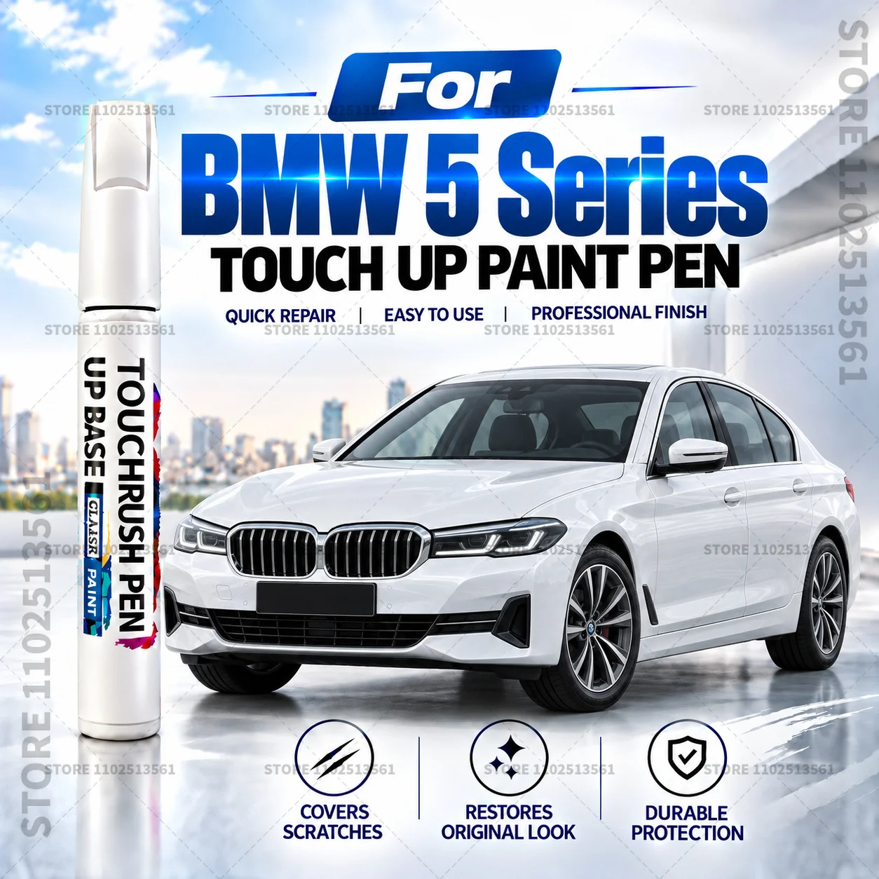 For BMW 5 Series White Black Car Scratch Remover Paint Pen Touch Up Marker for Auto Body Repair Door Bumper Fender Accessories