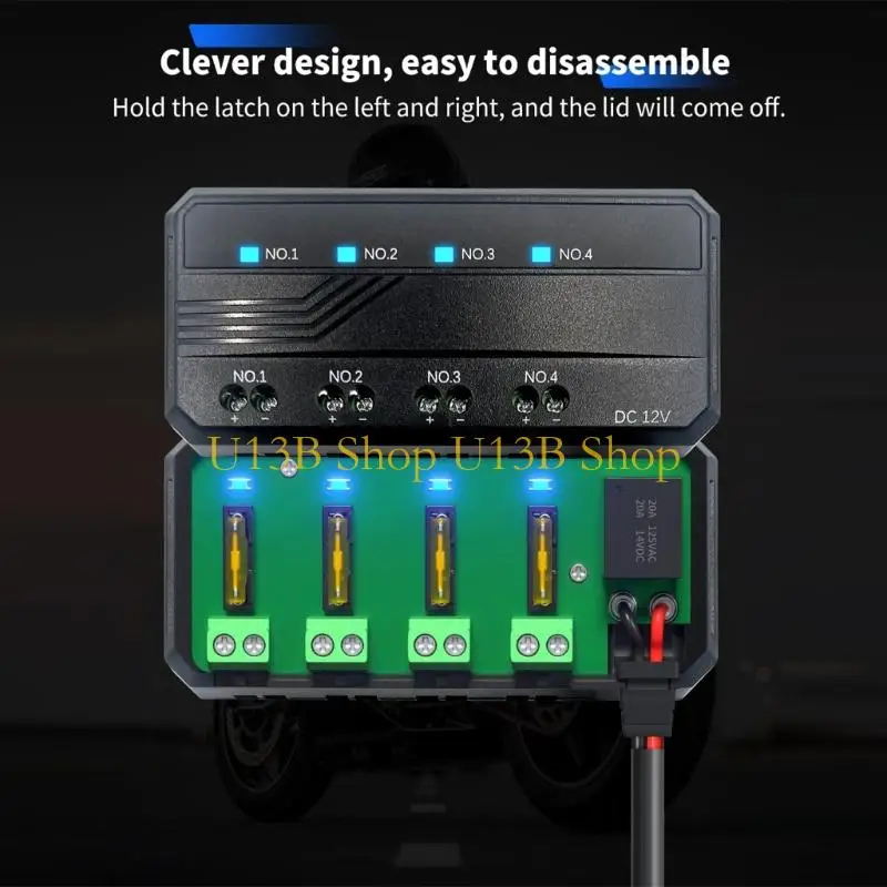 U13B Universal 12V Automotive Block 4 Circuit 20A Blade Holder Relays لأسلاك سيارة الدراجات النارية الأسلاك