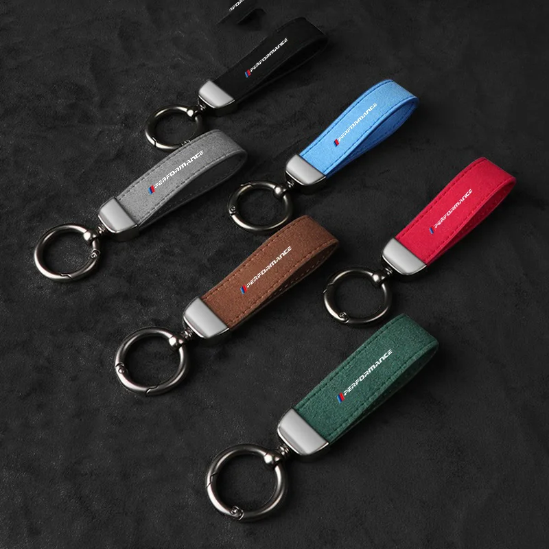 Leather Car Emblem Key Fobs Keyring Key Chain Decoration For Bmw M Performance POWER Badge Auto Interior Modification Accessory view 2