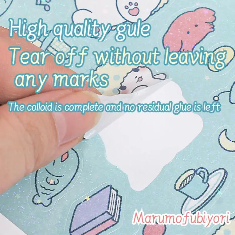 Sanrio Laser Sticker Cartoon Japanese Ins Marumofubiyori DIY Creative Sticker Cropped Handbook Material Package Kids Gift