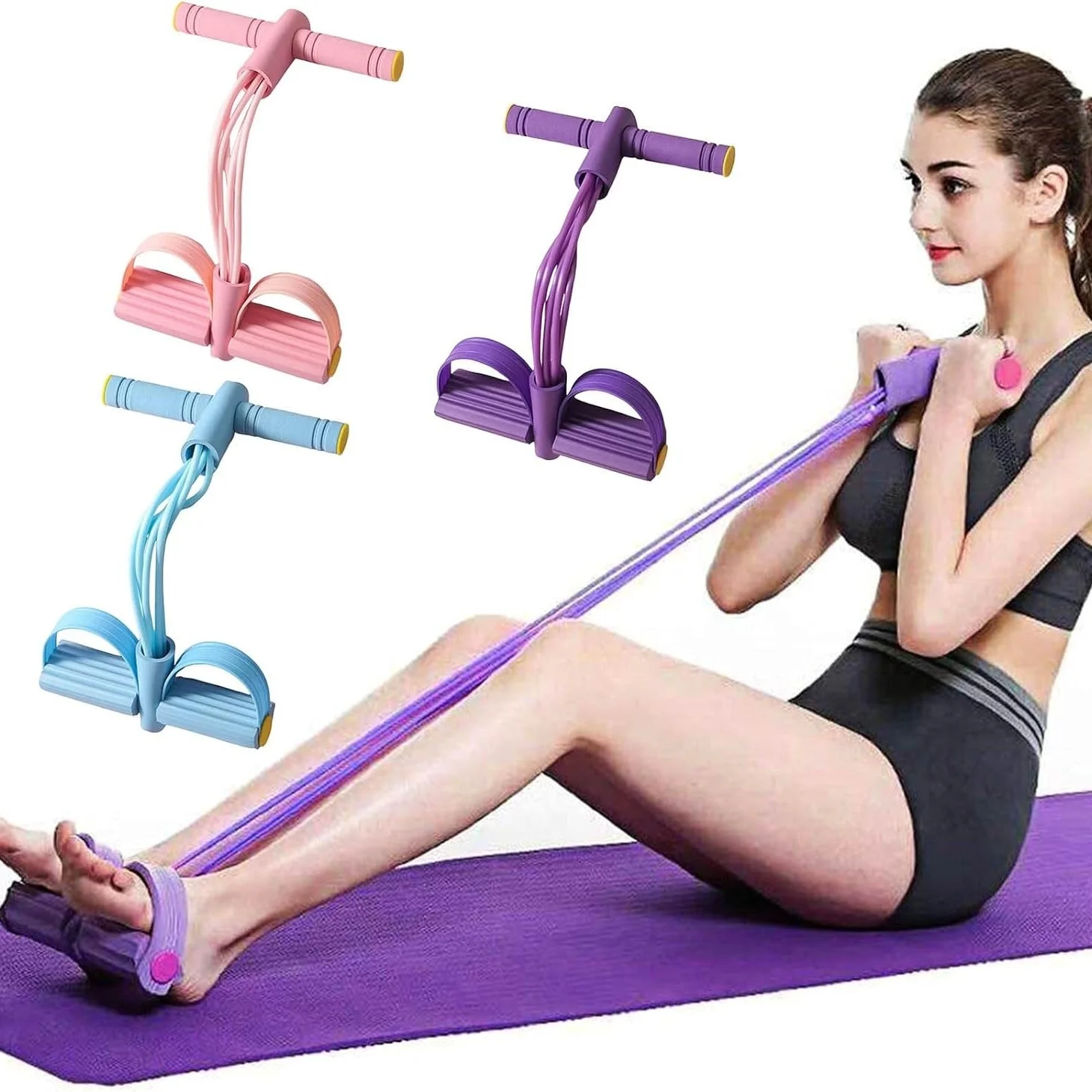 

6-Tube Pedal Resistance Band Multifunction Tension Rope Elastic Yoga Puller Home Gym Body Stretching Trainer Workout Equipment