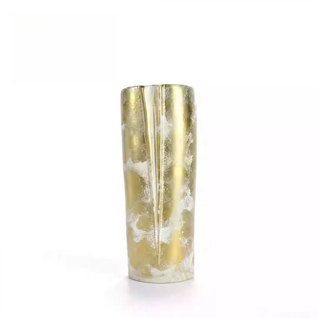 Light luxury handmade ceramic vase creative ornament, living room decoration white flower ware
