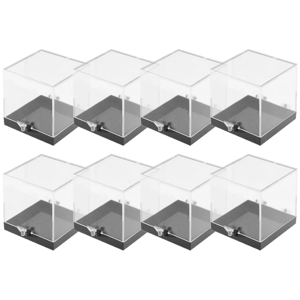 8 Pcs Storage Case Specimen Display Container Bins Box Mineral Clear Boxes Plastic Tiny Square Cases