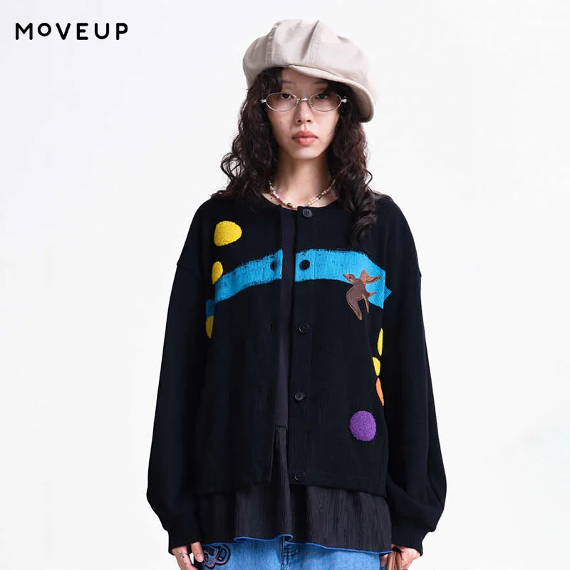 

MOVEUP Long-Sleeved Designer Jacket 2026 Spring New Round Neck Bird Embroidery Pattern Pleated Short Jacket for Women 3ELC10701