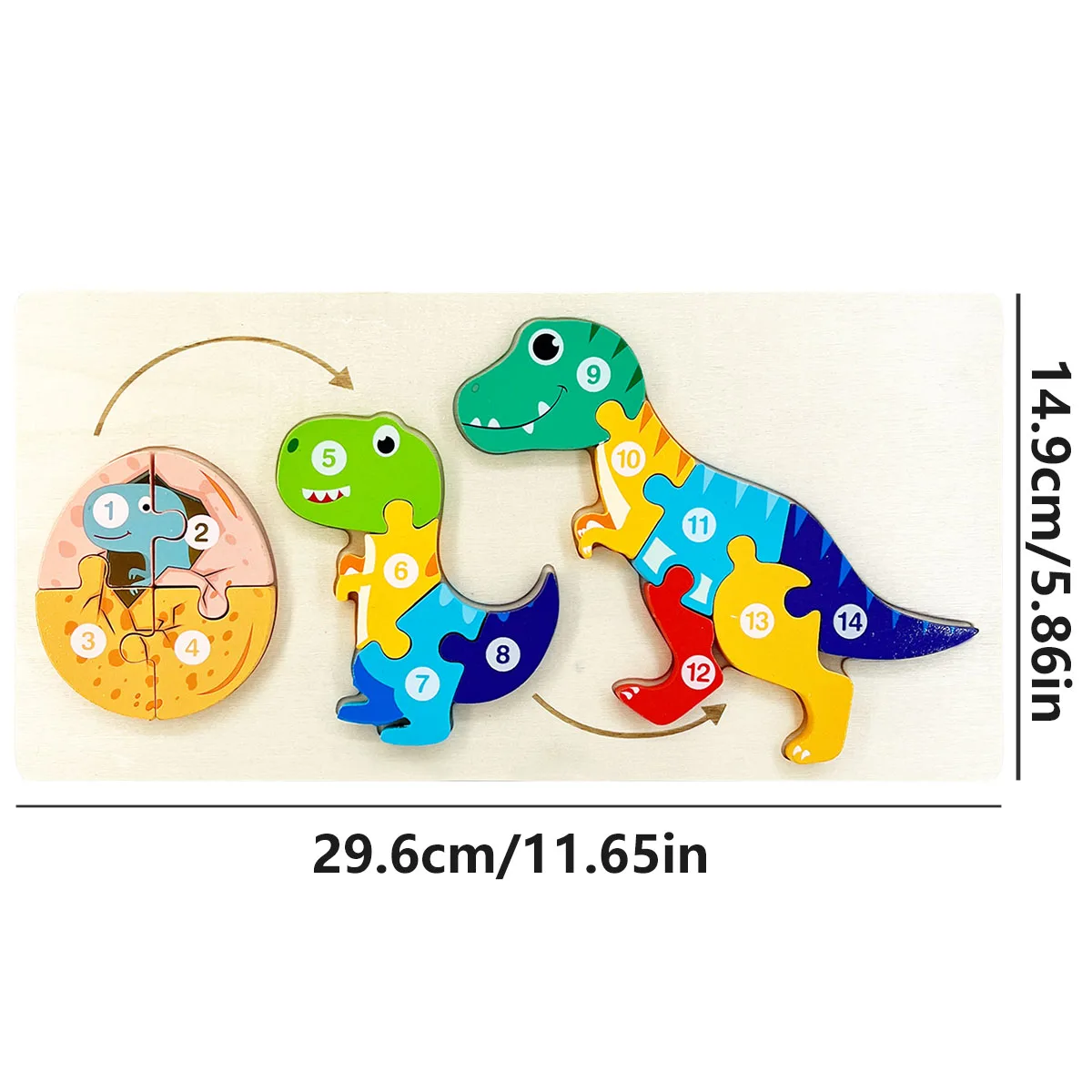 1pc Cartoon Dinosaurs Animals Grow Change puzzle 3D puzzle in legno giochi intellettuali bambini giocattoli educativi Montessori bambini