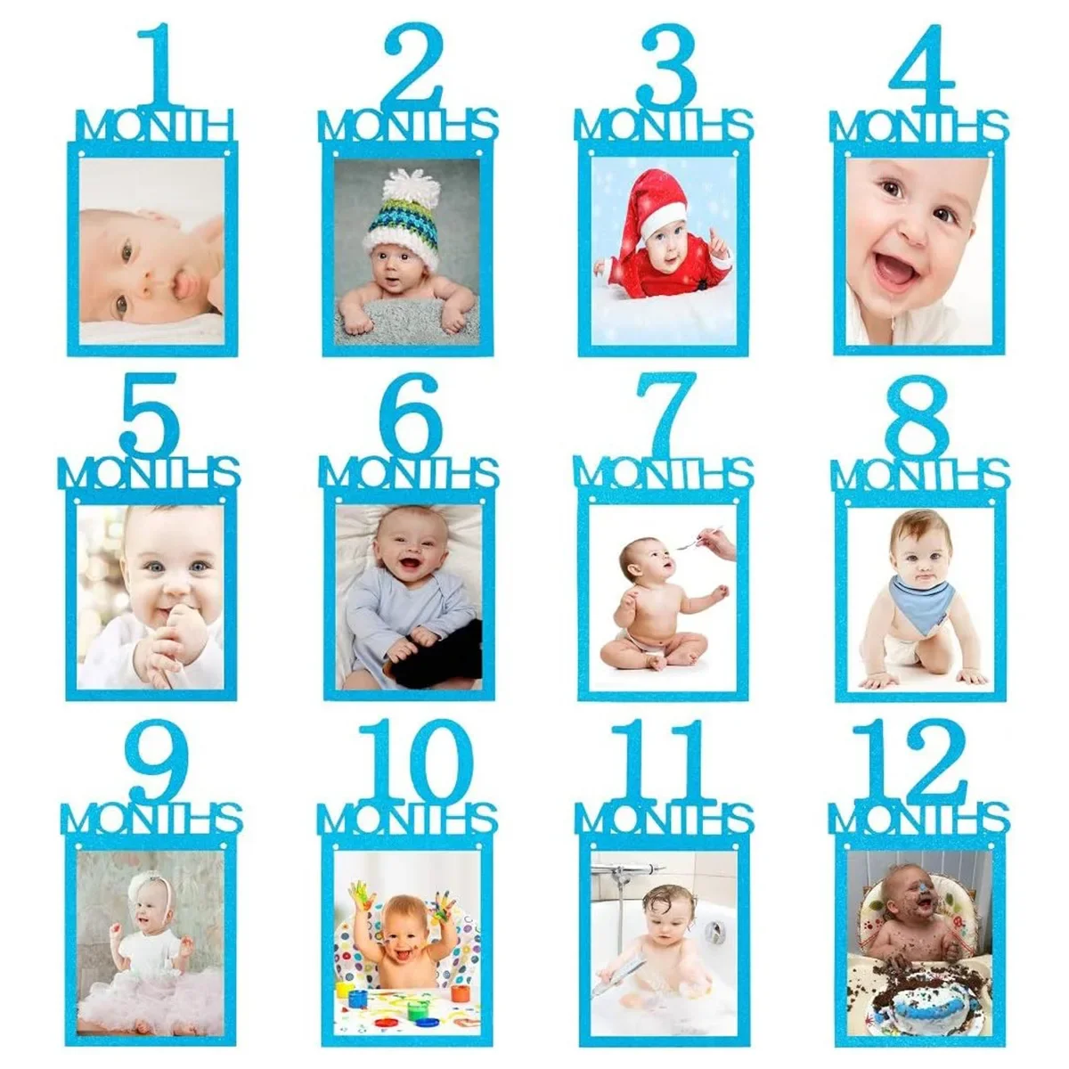 Photo Banner para Bebé Menino e Menina, Decoração de Festa, Guirlandas, Primeiro Aniversário, 12 Meses, 1 Ano