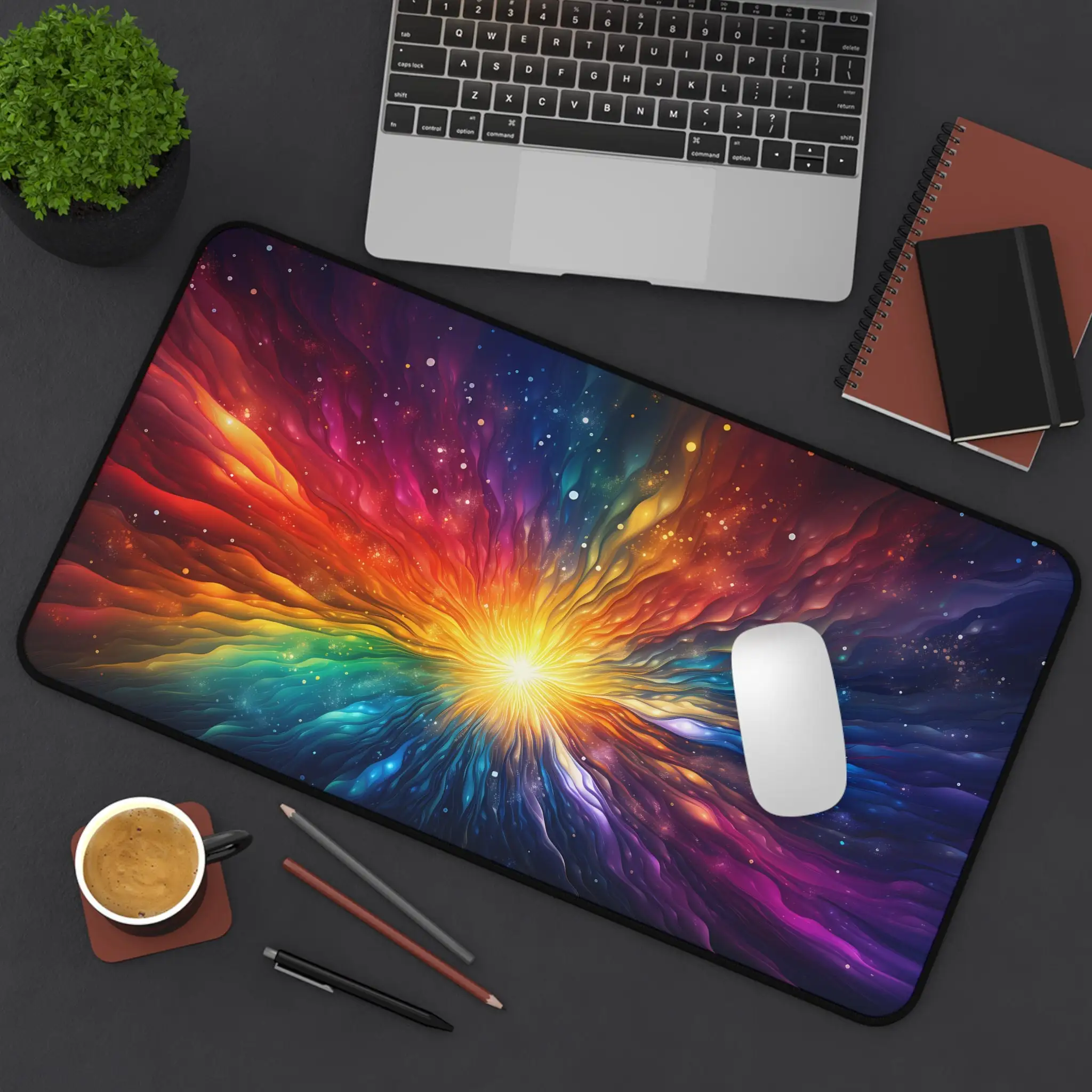 

Rainbow Color Deskmat,Vintage Mouse Pad,Psychedelic Art Anti-Slip Gaming Mousepad,Work Entertainment Colorful Desktop Decoration