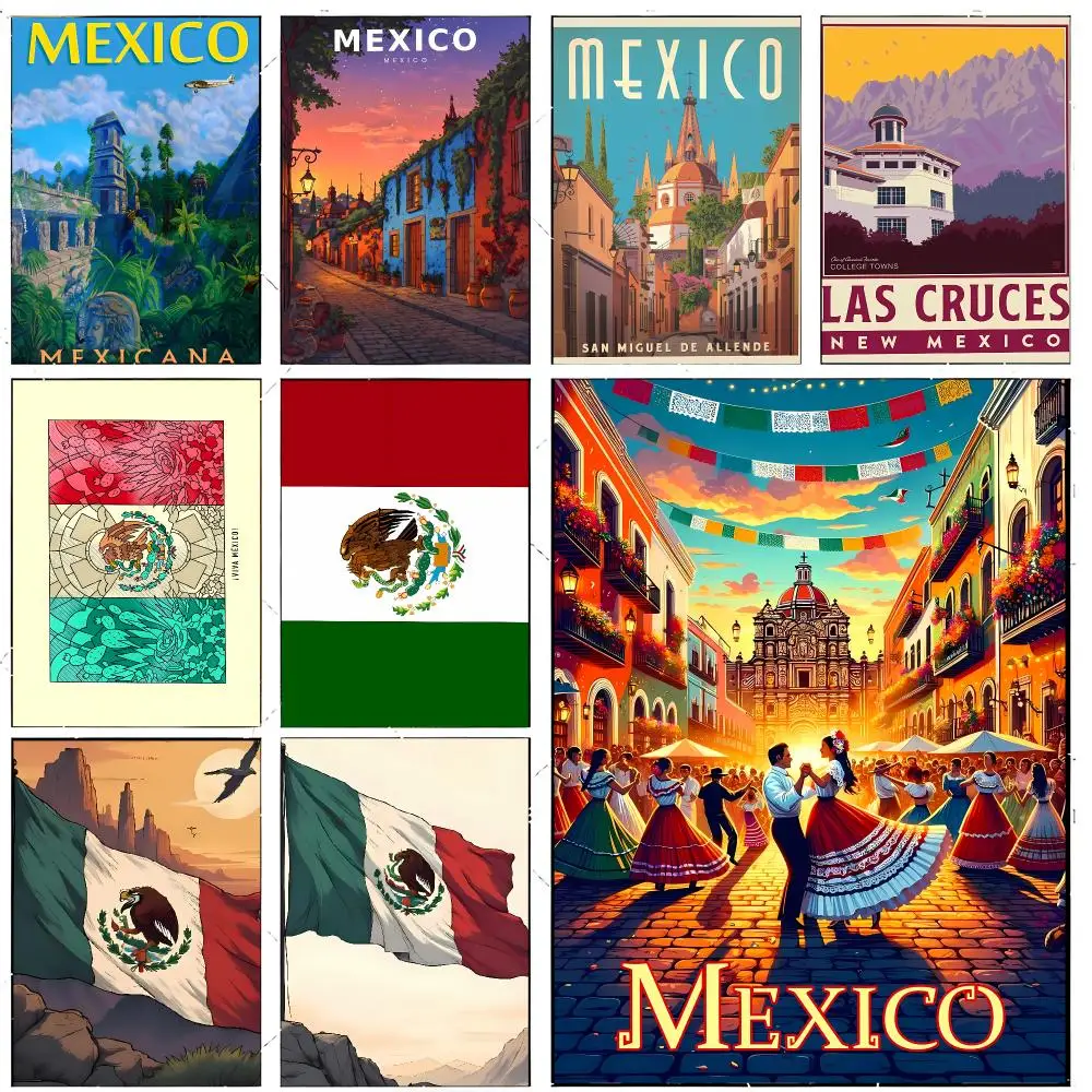 Exotic Vibrant M-Mexico Landscape Poster Premium Decor Art & Gift for Household Lounge Home Ornaments