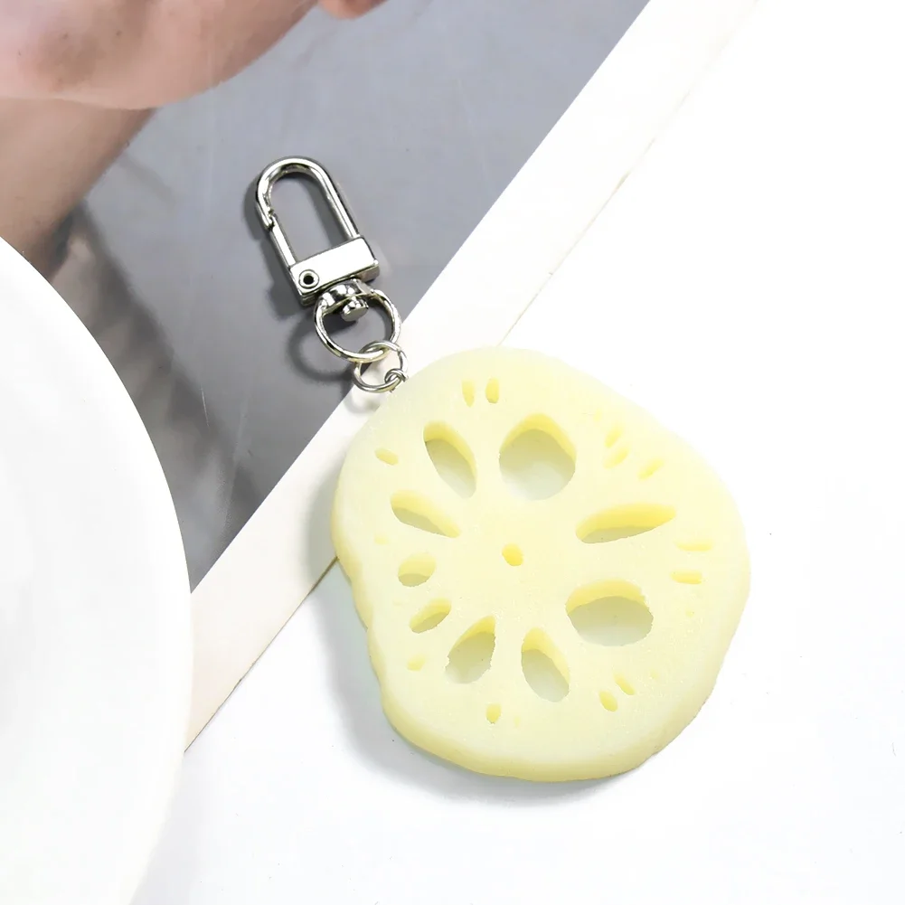 1PC Replica Lotus Roots Keychain Car Key Chain Vegetable PVC Food Models Photography Props Bag Charms Fun Jewelry Party Gifts