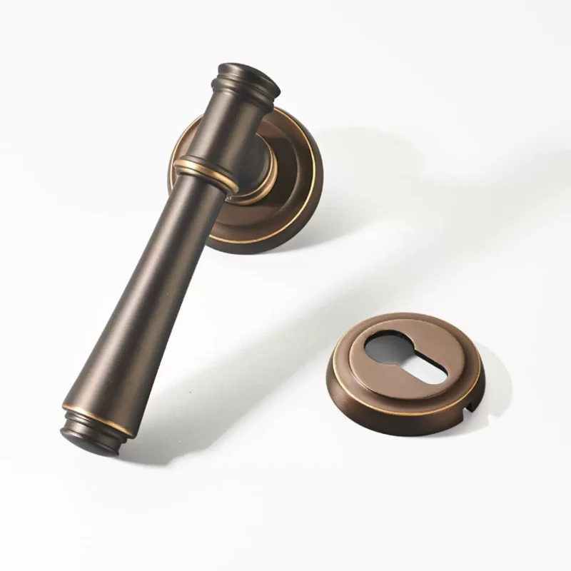Copper door lock Modern minimalist key Bedroom lock Interior door lock Room door lock, wooden