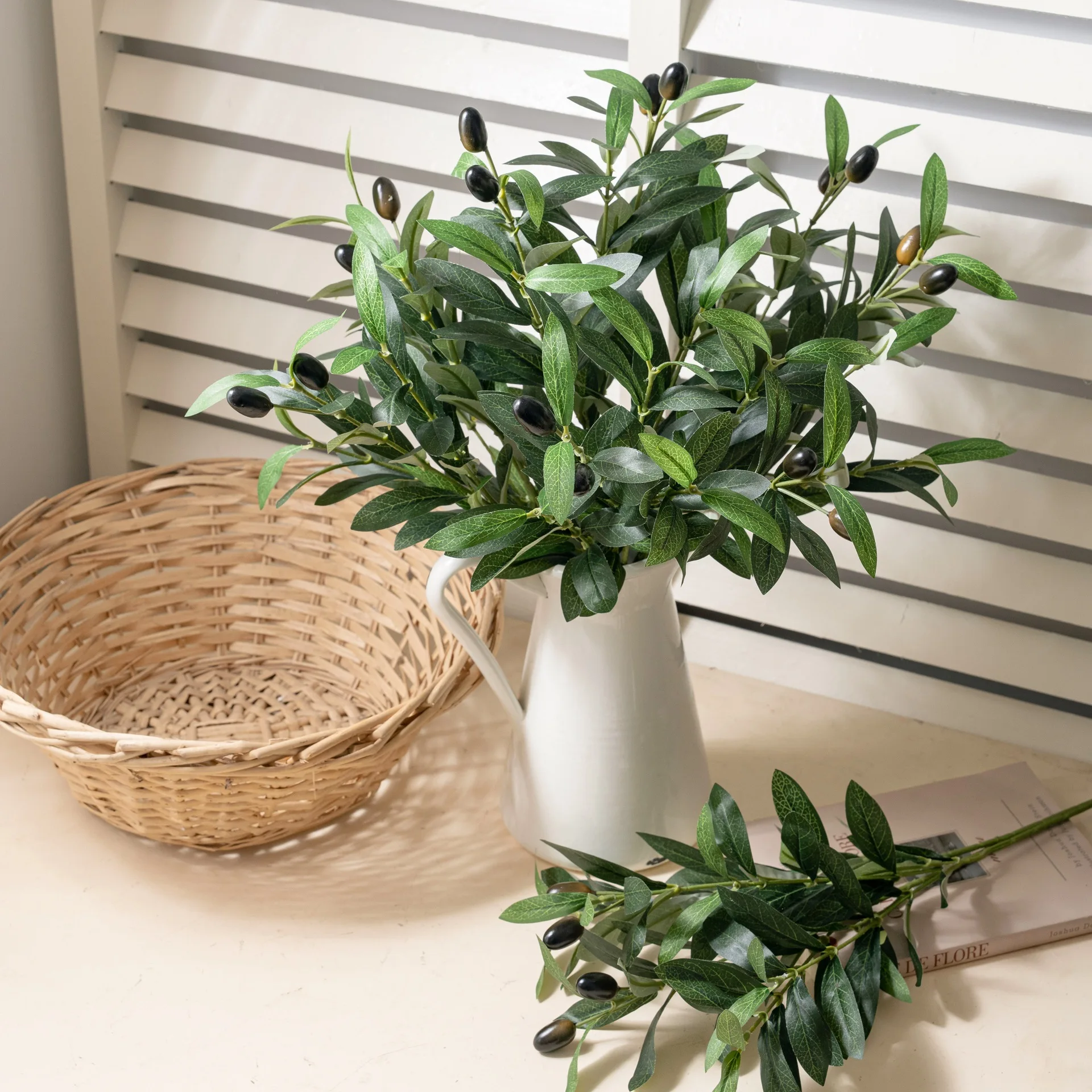 Künstliche Olivenzweige, künstliche Grünstiele, Eukalyptus-Vasenfüller für Hochzeit, Tafelaufsätze, Dekoration, Zuhause, Tischdekoration – Detail 5