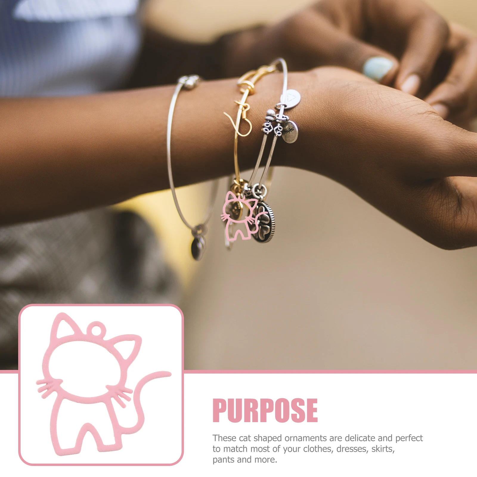 

10pcs Pink Cartoon Animal Cat Shaped Pendant DIY Jewelry Materials Vintage naments H made Accessories Charm Decorations