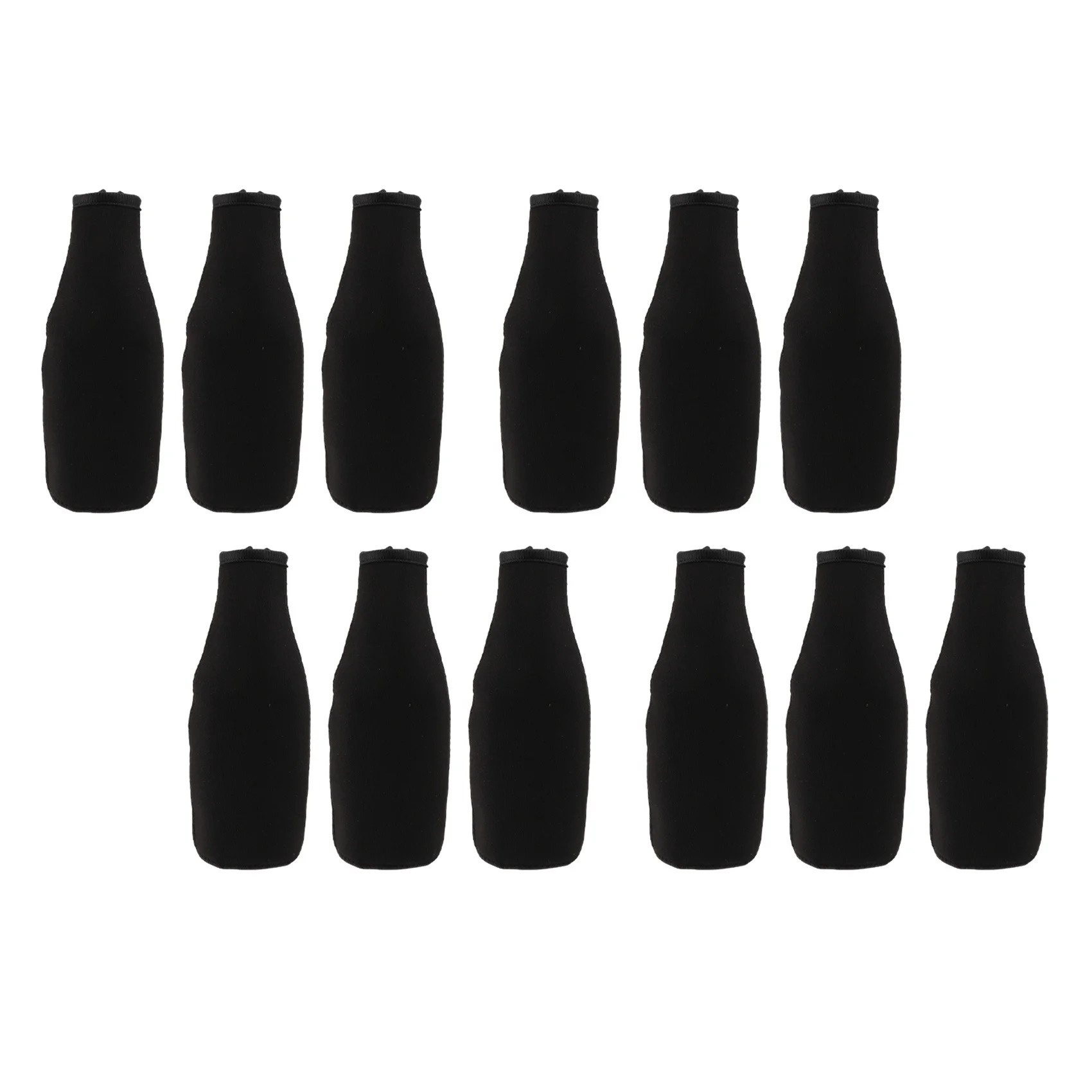 

12 Pack Beer Bottle Cooler Sleeves Keep Drink Cold Zip-Up Neoprene Insulated Sleeve Cover Black